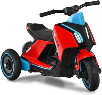 Costway 6V Kinder Elektro Motorrad mit Musik, Hupe und Scheinwerfer rot/blau