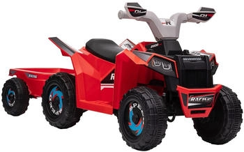 HomCom Elektro-Quad 6V mit Anh&auml;nger rot