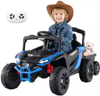 Costway Elektro-Kindertraktor blau
