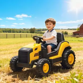 AIYAPLAY Aufsitztraktor CAT-lizenziert 12 V gelb