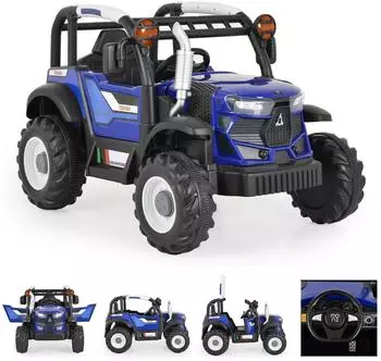 Moni Harvest Kinder-Elektrotraktor mit Fernbedienung, blau (30kg)