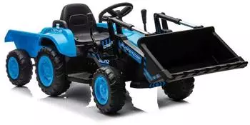 Lean Toys Kinder-Elektrotraktor mit Schaufel, Fernbedienung, LED, blau (BW-X002A)