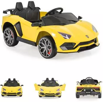 Moni Chiara Kinder-Elektroauto mit Musik, Fernbedienung, zwei Motoren, gelb