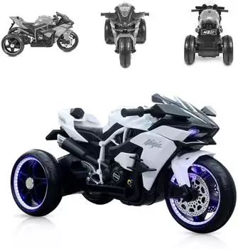 Moni Ninja Kinder-Elektromotorrad, LED-Beleuchtung, MP3, weiß