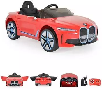 Moni Kinder-Elektroauto BMW i4 mit MP3, EVA-Reifen, Fernbedienung, rot, bis 30kg