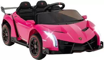 Costway Lamborghini Kinder-Elektroauto 12V, rosa, mit Fernbedienung & LED-Scheinwerfer (FC32397PQ-YT)