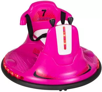Costway Kinder-Autoscooter 6V, 360°, LED-Lichter, rosa (TQ10082DE-PI)