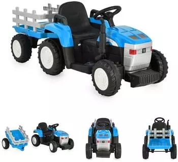 Moni Dallas Kinder-Elektrotraktor mit Anh&auml;nger, Fernbedienung, blau