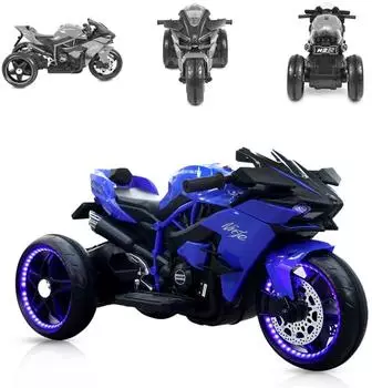 Moni Ninja Kinder-Elektromotorrad, blau, LED, MP3 (Ninja)