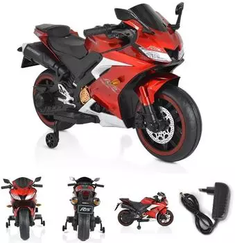 Moni Motocross Kinder-Elektromotorrad mit Bluetooth, Stützräder, rot (110886)