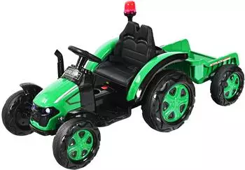 Costway Kinder-Elektrotraktor 2-in-1 12V mit Anhänger und Fernbedienung 2,4G, grün (TY327933DE-GN)