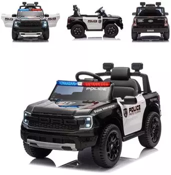 Chipolino Ford Police Kinder-Elektroauto mit Bluetooth, Fernbedienung, MP3, schwarz