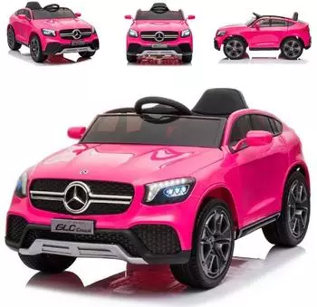ES-Toys Mercedes GLC Kinder-Elektroauto 12V, pink, Kunstledersitz, EVA-Reifen
