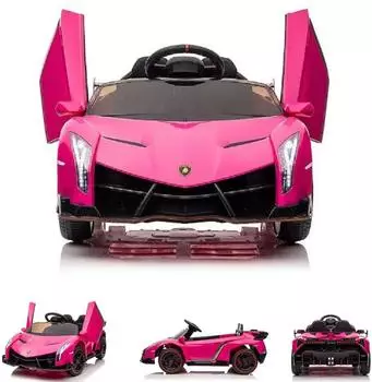 ES-Toys Lamborghini Veneno 615B Kinder-Elektroauto 12V, EVA-Reifen, Fernbedienung, pink (ET5756-pink)