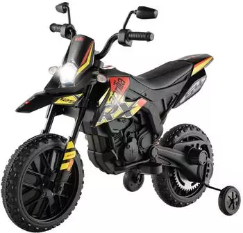 Costway Kinder-Elektromotorrad 12V mit Stützrädern, schwarz (TQ10143DE-DK)