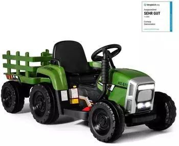 Costway Elektro-Kindertraktor 12V 3-Gang mit Anhänger und USB (FK549181PQ-TX)