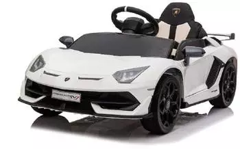 ES-Toys Lamborghini Aventador SVJ Kinder-Elektroauto, weiß, EVA-Reifen