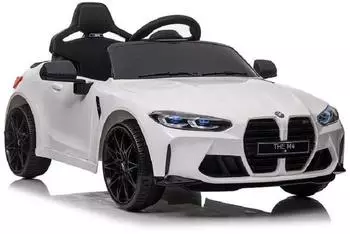 ES-Toys BMW M4 Kinder-Elektroauto 12V7A, 2 Motoren, EVA-Reifen, wei&szlig;