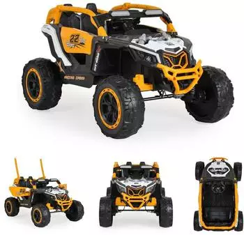 Moni Jeep Kansas Kinder-Elektrofahrzeug EVA-Reifen, Fernbedienung, orange/wei&szlig;