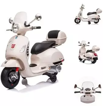 Chipolino Vespa GTS Super Kinder-Elektromotorrad mit MP3, Licht, 2-3km/h, weiß (ELMVE0252WH)