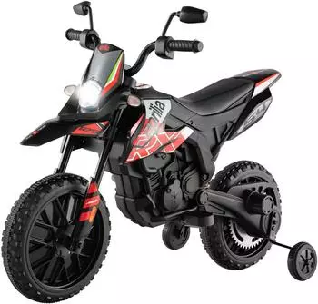 Costway Kinder-Elektromotorrad 12V mit Stützrädern, Scheinwerfer & Musik, rot (TQ10143DE-RE)