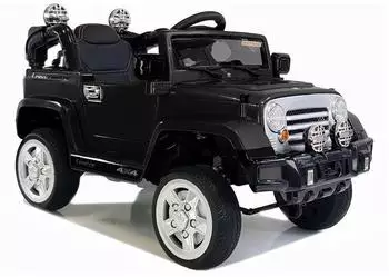 Wisam Jeep JJ245 Kinder-Elektroauto EVA LED mit Fernbedienung, schwarz (JJ245)
