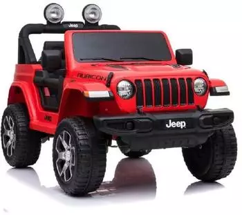 ES-Toys Jeep Wrangler Rubicon Kinder-Elektroauto 12V, EVA-Reifen, rot (ET4903)