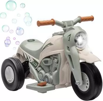 AIYAPLAY Elektro-Kindermotorrad 6V mit Musik, Seifenblasen, cremeweiß (370-339V90CW)