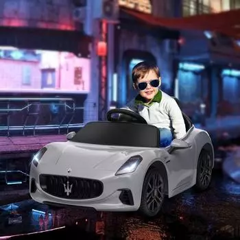 AIYAPLAY Kinder-Elektroauto 12V, 2,4GHz Fernbedienung, 2 Motoren, grau (3-5 Jahre)