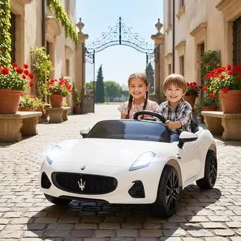 AIYAPLAY Kinder-Elektroauto 12V 2-Sitzer mit Fernbedienung, weiß (370-399V90WT)