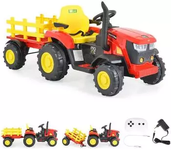 Moni Rancher Kinder-Elektrotraktor mit Anh&auml;nger, rot (Rancher)