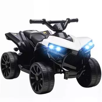 AIYAPLAY Kinder-Elektroquad 6V mit LED-Scheinwerfer, wei&szlig;