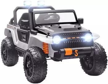 AIYAPLAY Kinder-Elektroauto 12V, 2 Motoren, Fernbedienung, wei&szlig;