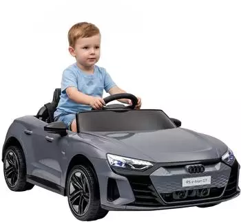 HomCom Kinder-Elektroauto 12V mit Fernbedienung, 4 gefederte R&auml;der, grau