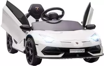HomCom Lamborghini Aventador SVJ Roadster Kinder-Elektroauto 12V, wei&szlig; (370-306V90WT)