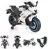 Moni Kinder-Elektromotorrad Motocross mit Bluetooth, MP3, Stützräder, weiß