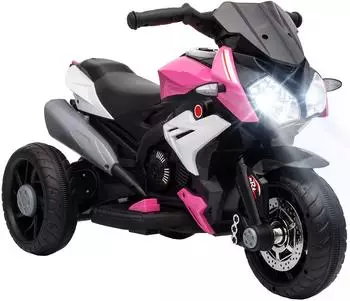 HomCom Kinder-Elektromotorrad mit Musik & Scheinwerfer, 25W, rosa, 3-5 Jahre