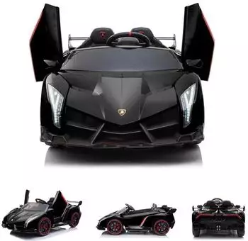 ES-Toys Lamborghini Veneno Kinder-Elektroauto EVA-Reifen, schwarz (615B)