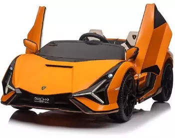 ES-Toys Lamborghini SIAN Elektro-Kinderauto 2-Sitzer, 4 Motoren, 24V (ET5770-Orange)