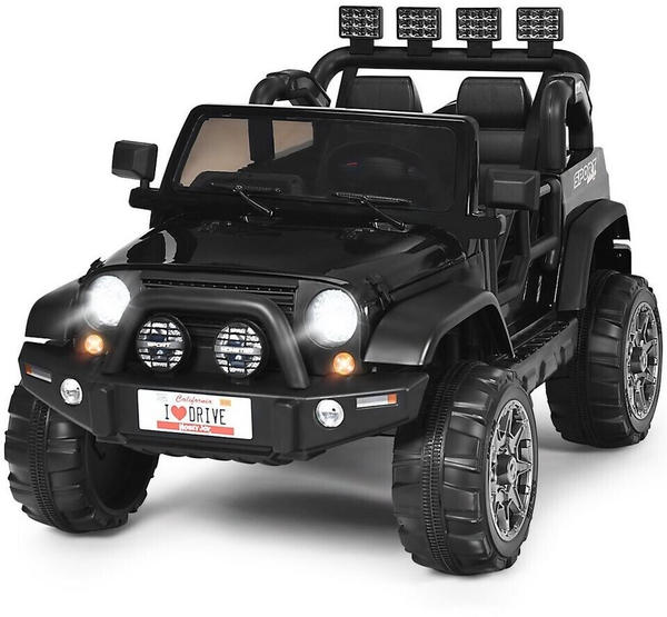 Costway 2-Sitzer Kinderauto mit 2,4G-Fernbedienung, Hupe und Scheinwerfer schwarz