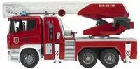 bruder 03591 - Scania Super 560R Feuerwehrfahrzeug mit Drehleiter, Wasserpumpe,...