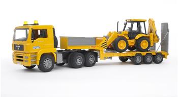 Bruder MAN TGA Tieflader mit JCB 4CX Baggerlader (02776)