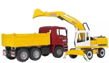 Bruder MAN TGA Kipplastwagen mit Liebherr Schaufelbagger (02751)