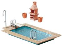 Faller 180542, Faller 180542 H0 Swimming Pool und Gartenhaus