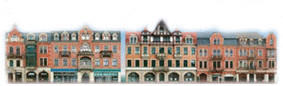 Auhagen Halbrelief-Hintergrundkulisse 5 Bürgerhaus-Fassaden (42501)