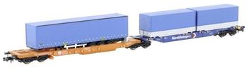 Hobbytrain H23752 N 2er-Set Containertragwagen der DB Schenker Kombiwagon LKW blau