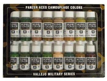 Vallejo 17ml Panzer Aces Set No7 16 Farben) Camouflage for Patterns)