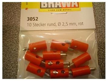 Brawa Querlochstecker 2.5 mm rot 10 Stk. H0 (3052)