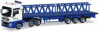 HERPA 306928 - MAN TGX XLX Euro 6c Flachbett Sattelzug mit 2 Turmteilen LR 1600/2 Wasel