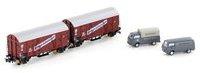 Hobbytrain H24906 N 2er Set Oppeln "Stückgut Schnellverkehr" und 2 x VW Bus, DB, Ep. III